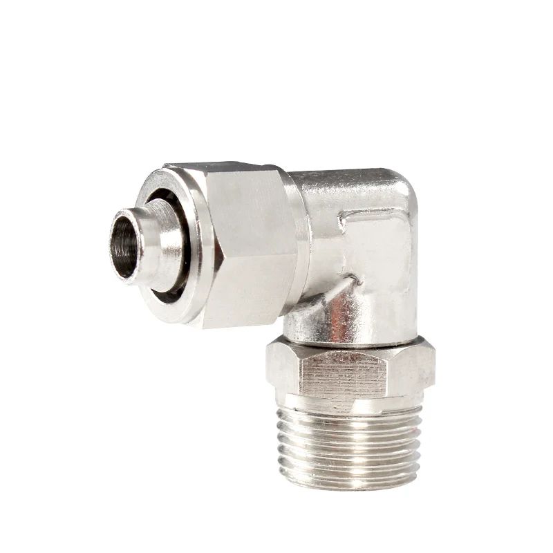 Male Elbow Swivel Adaptor Rapid Push on Pneumatic air hose fittings quick elbow nickel brass pneumatic Connectors