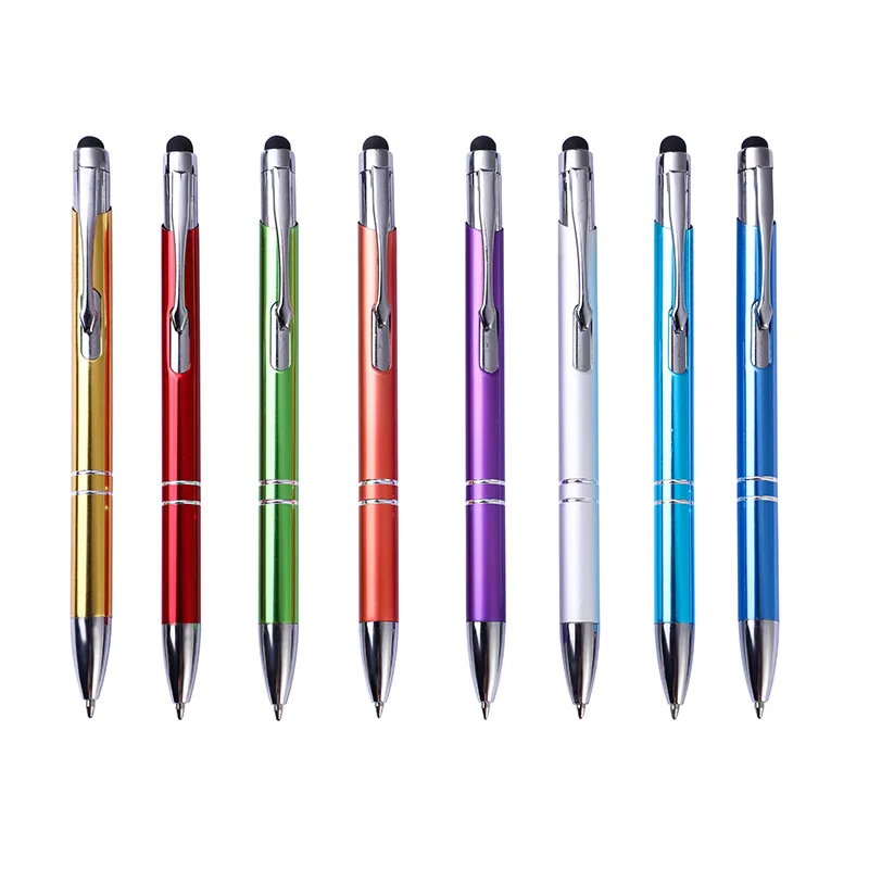 2 in 1 promotion stock on sale cheap multi-function aluminum pen body touch stylus pen with custom logo