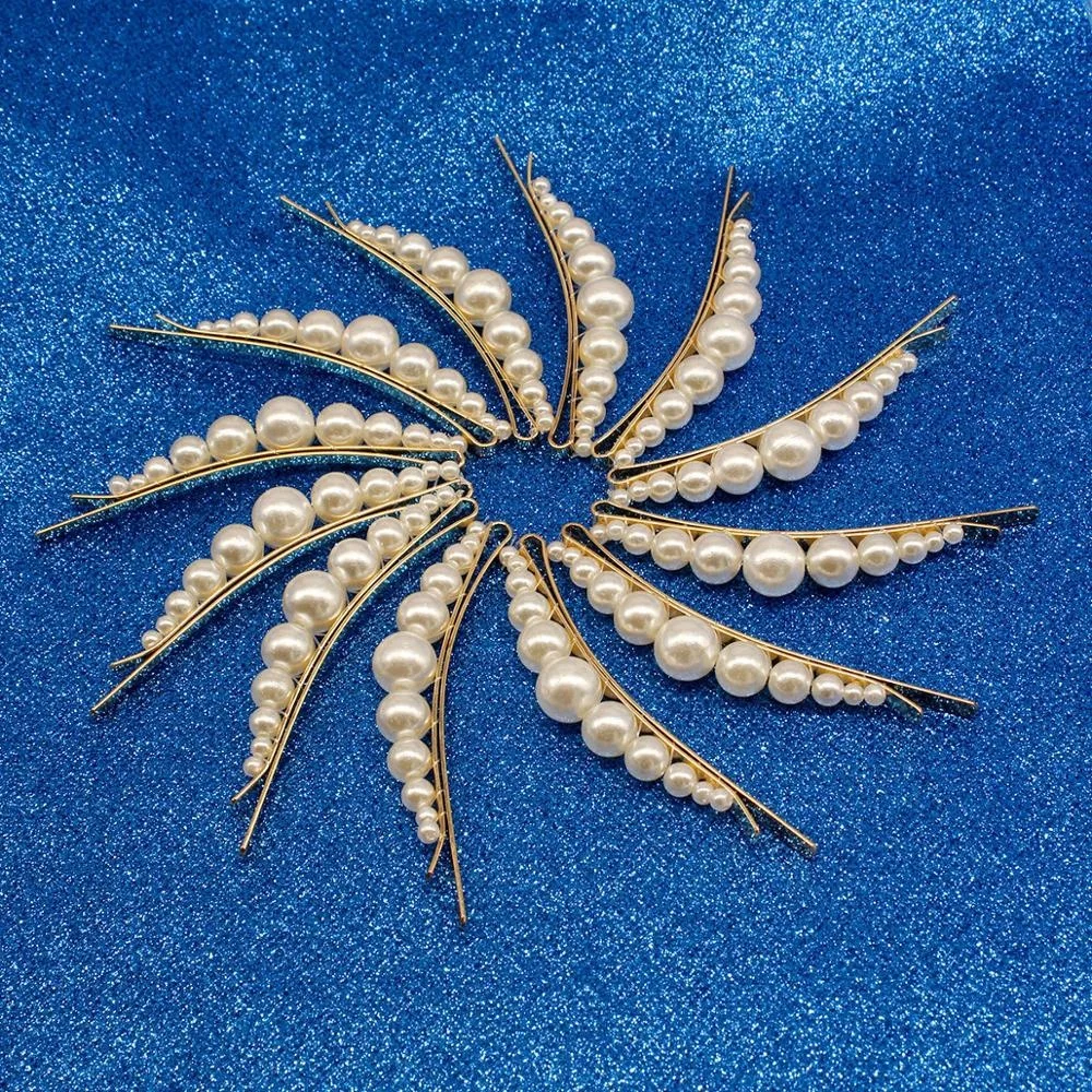 pearl hairpin Korea Japan Trendy Metal Simulated Pearl Acetate Hair Clip for Women Girl Wedding Party Hair Accessories Jewelry