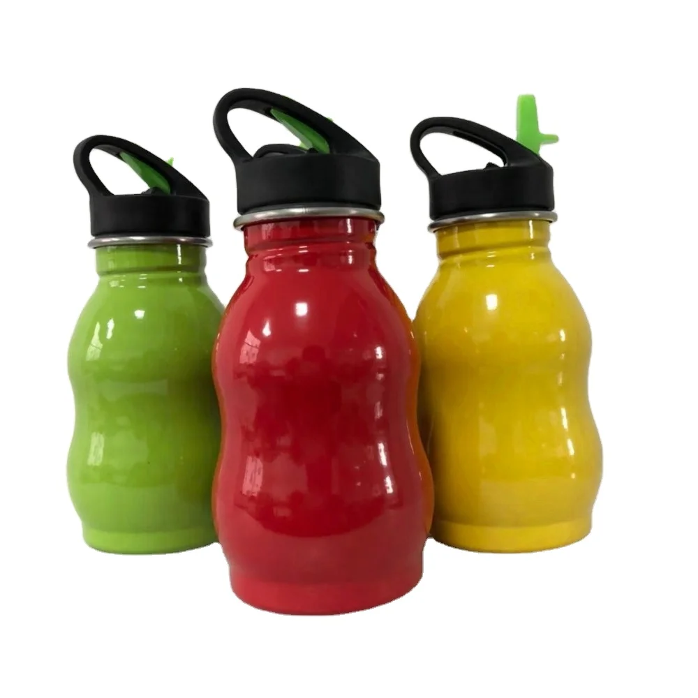 350ml stainless steel single wall gourd shape water bottle with lid