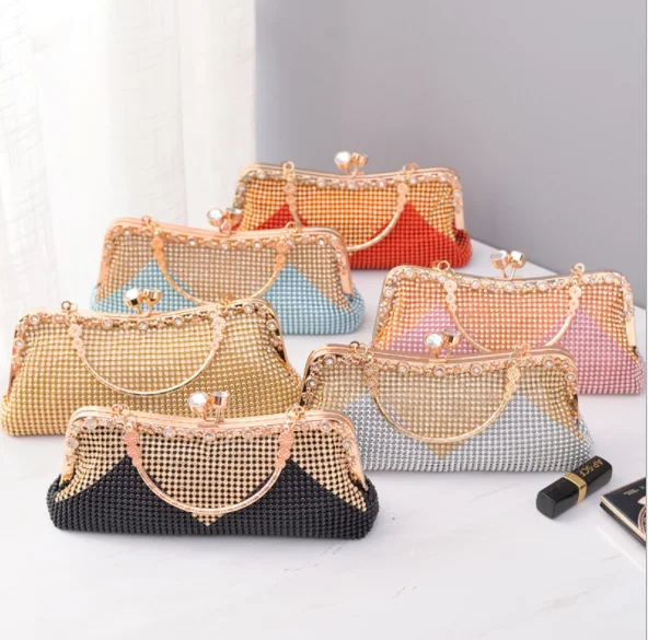 New style rhinestone party wallets wedding totes satchel purses kiss lock diamond evening banquet bags hand bags for ladies
