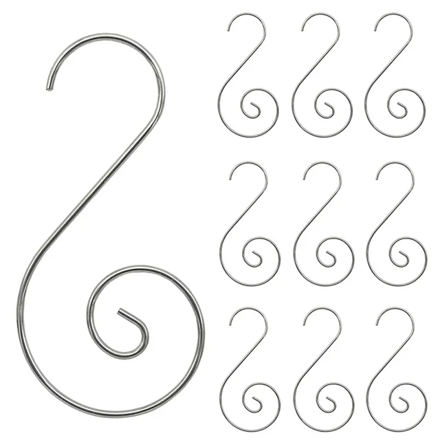 Silver Stainless steel S shape Christmas Tree Ornament Hangers Metal Wire Hangers for Hanging Decorations pack of 20pcs