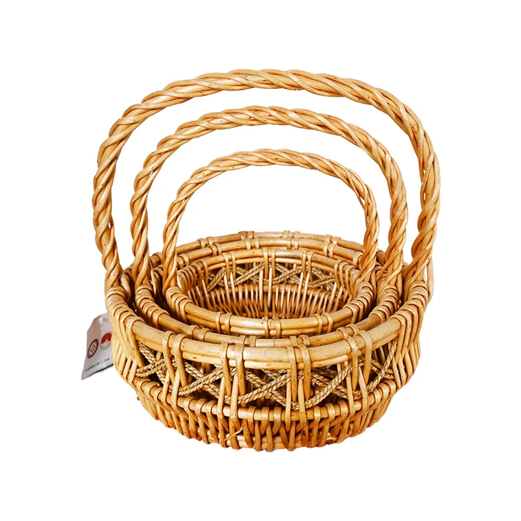 Christmas Picnic Willow Woven Basket Storage Wicker Willow Basket With Handles