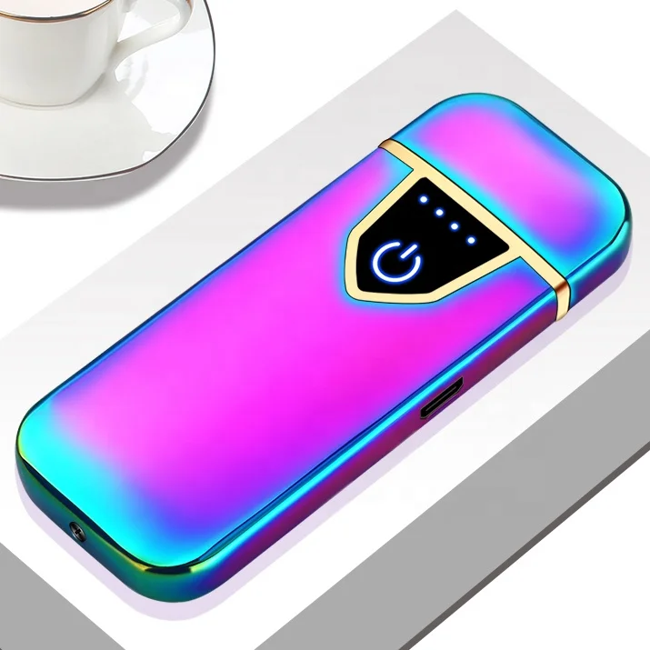 Windproof Electric Arc Coil Cigarette Touchscreen Flameless USB Lighter