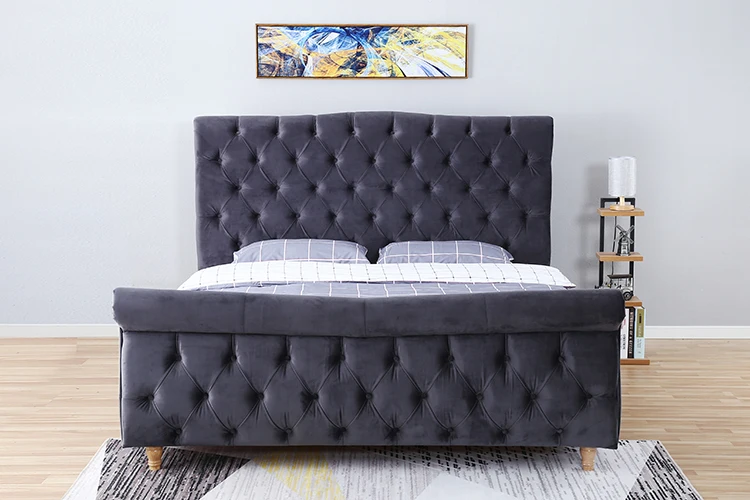 Willsoon furniture 1304 Button tufted headboard fabric upholstered bed for home furniture