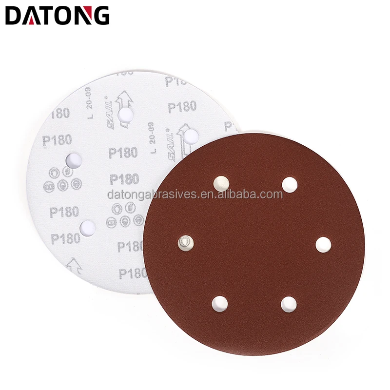 Заводская Высококачественная абразивная наждачная бумага Datong 9 дюймов 6 отверстий 225 мм зернистость 100 Круглый красный шлифовальный диск для металла и