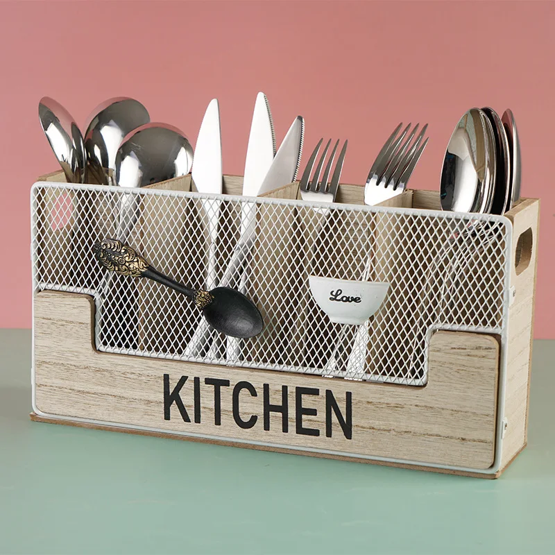 Utensil Holder with 4 Compartments Kitchen Organizer Utensil Caddy Storage Basket Metal Flatware Caddy