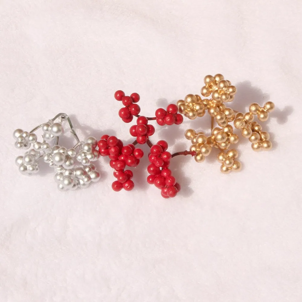 Artificial Golden Berry Picks Stems 3 Forks Christmas Berry Branches Floral  for Christmas Tree DIY Craft Wedding Home Decor