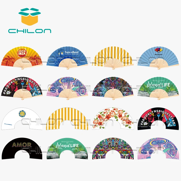 Custom Wedding folding Fan for Gifts fabric  Wooden Hand Fan spanish wood fan