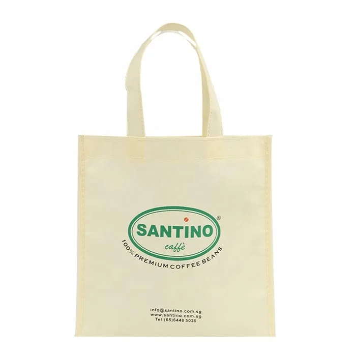 Cheap Custom Tote Bag With Logo Handle TNT PP Beige Non Woven Promotion Shopping Bag