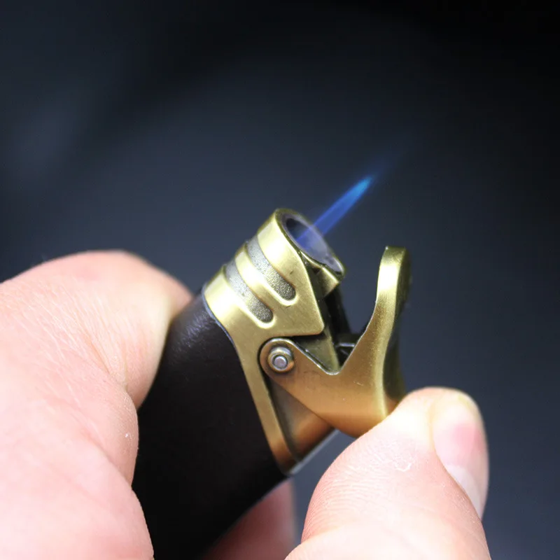 Leather cigar lighter windproof gas business crown lighter