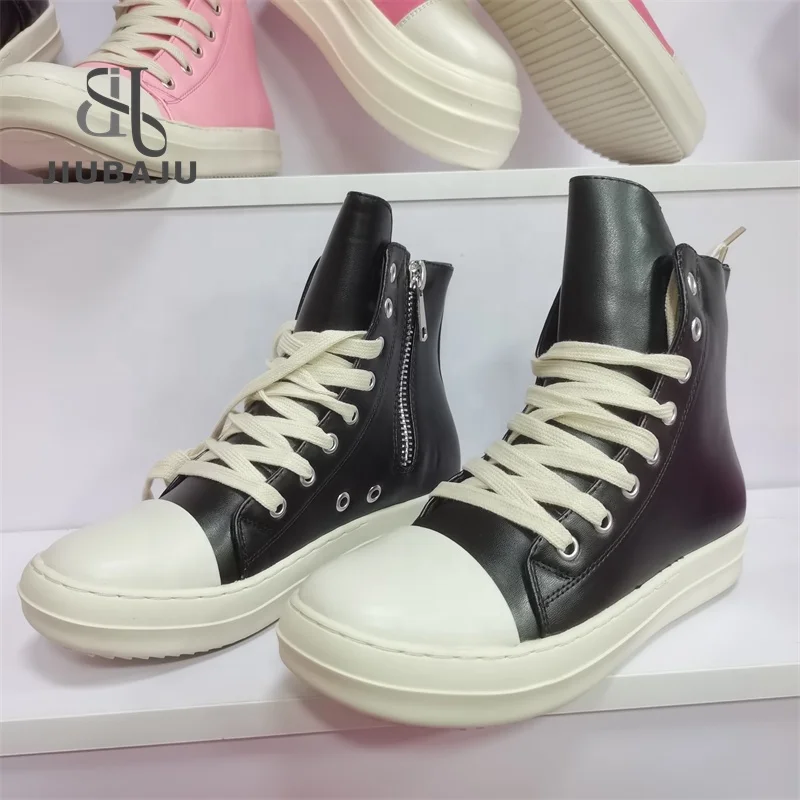Pink Red Canvas Shoes Brand Ankle Lace Up Women Lady Sneaker Zip Hip Hop Designer Flats Pink Boots