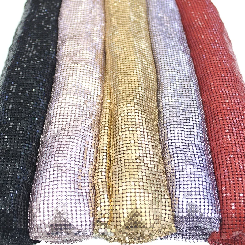S535 Soft aluminum Metal chainmail mesh fabric Metallic fishnet fabric sequin for dress bags