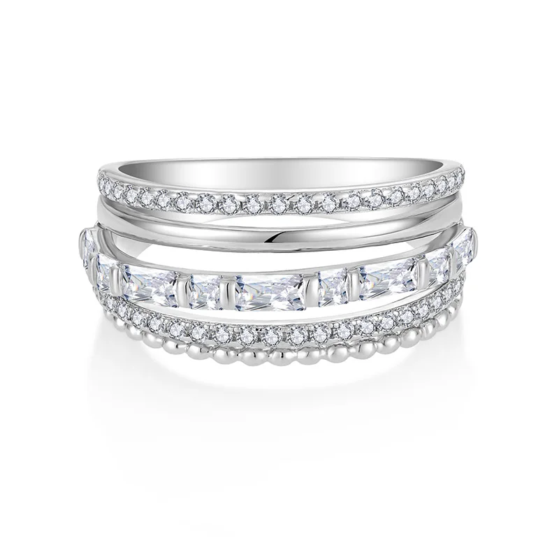 NEW Customized Fashion Jewelry Bijoux White Gold Plating 925 Sterling Silver Stackable Joyeria women mens rings