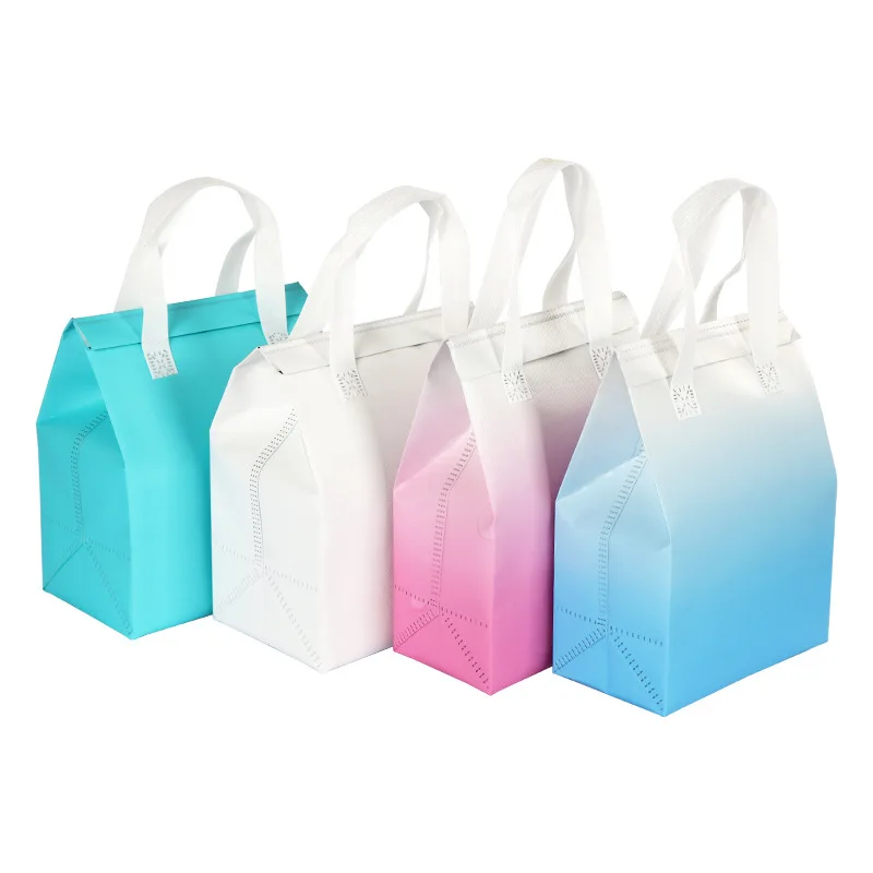 Hot Takeaway Cake Coffee Aluminum Foil Thermal Insulation Gradient Color Disposable Non-Woven-Cooler-Bag