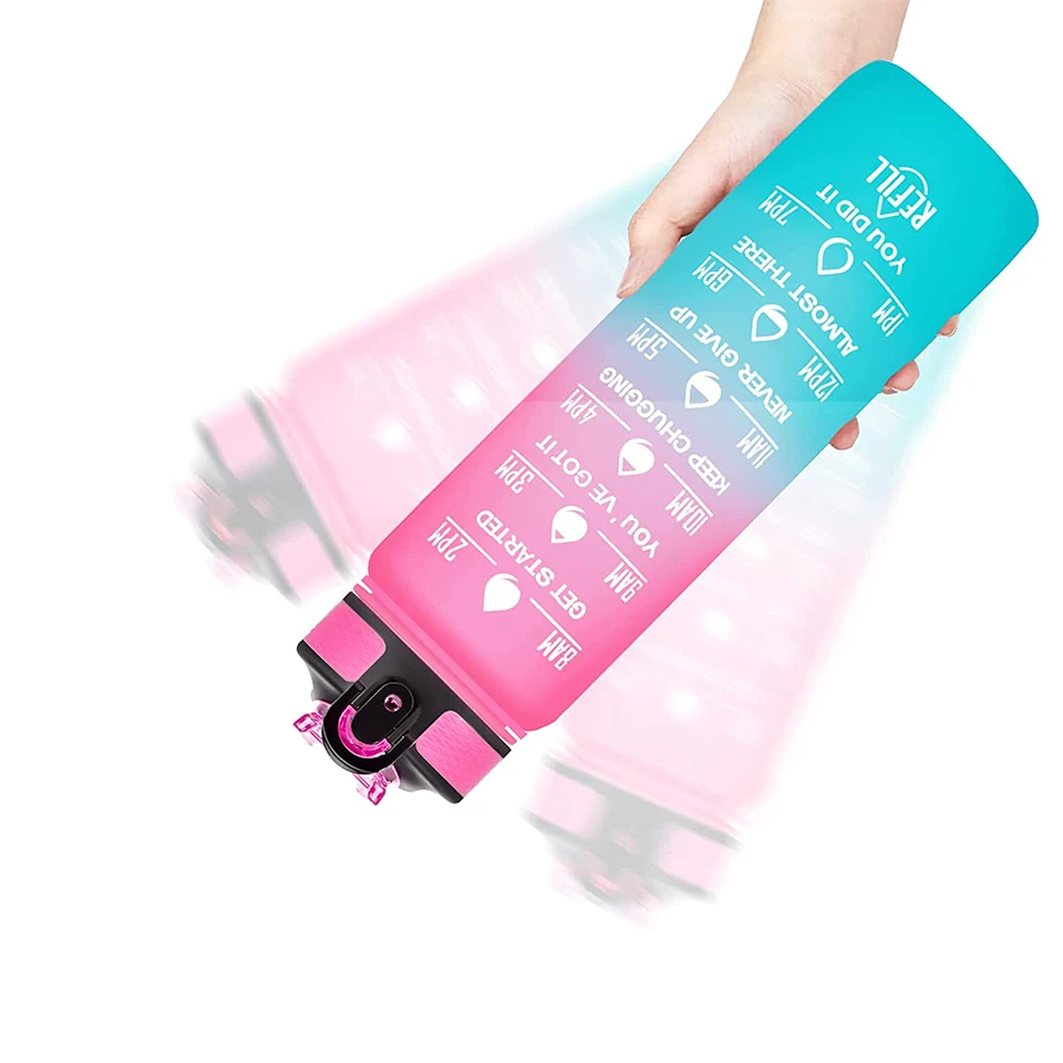 Good Price 35 oz With Time Drink Straw  Water Bottle Marker Leakproof BPA Free Sports Drinking Utensils for Fitness Gym Outdoor