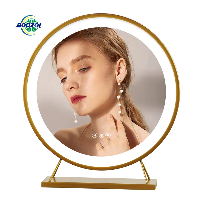 Hot Sale Large Round Desktop LED Lights Makeup Mirror Dimmable Vanity Mirror for Beauty Salon Bedroom