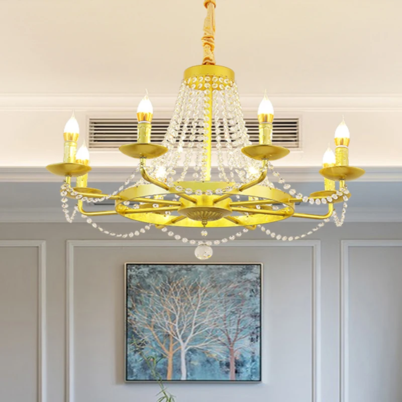 Iron gold / black interior decoration crystal chandelier project restaurant hall Chandeliers &Pendant Lights