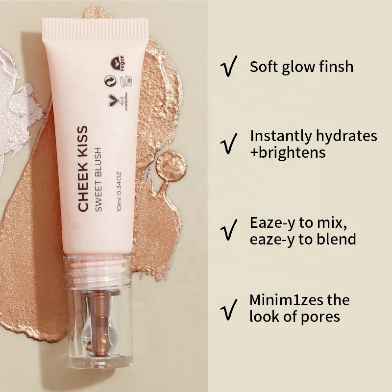 New Arrival Custom Logo Cosmetics Pink Shimmer Liquid Highlighter Private Label High Gloss Cream Makeup Liquid Highlighter