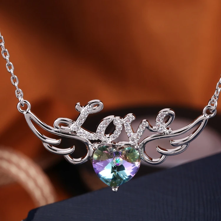 Exquisite & Elegant SW Angel Colorful LOVE Heart Shape Earring Necklaces Sets For Women For Men