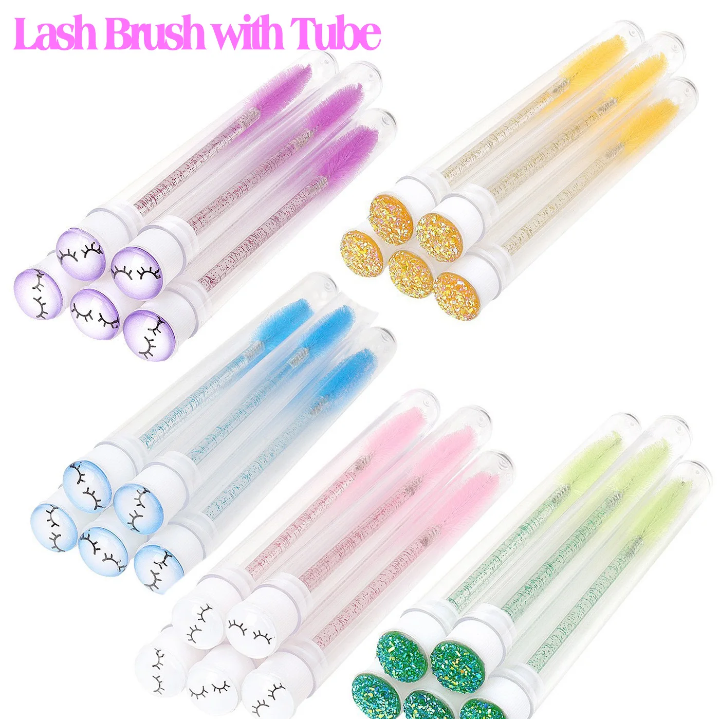 Bameier 2024 Purple Black Pink Beige Colored Lash Brush Wands Disposable Eyelash Wands Brushes