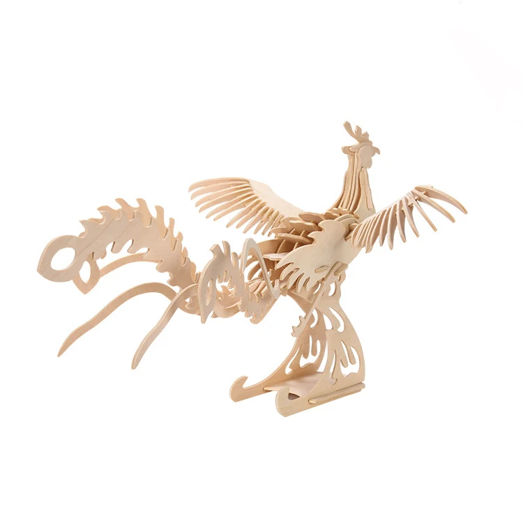 Colorable DIY Bird Phoenix Peacock 3D Wooden Puzzle