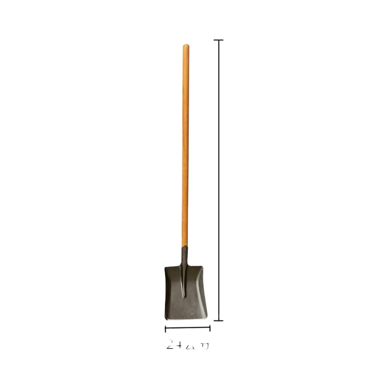 Large Square Head Shovel With Multi-Functional Design Wooden Handle and Extended Shaft