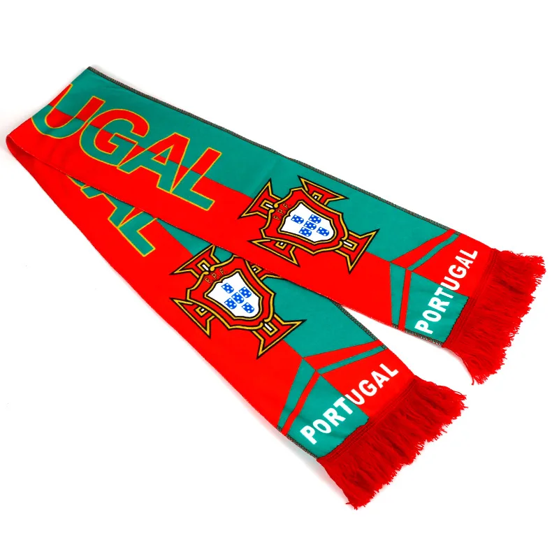 Portugal soccer football scarf 2022 qatar world cup Custom Sports Souvenir football scarf, Portugal football scarf
