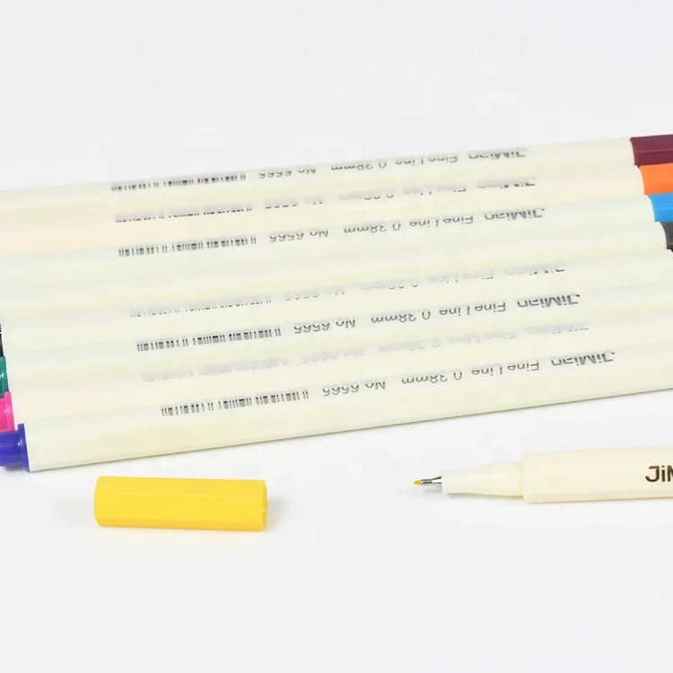 Hook Line Pen 0.38mm 12 Different Colors  Water Based Ink Watercolor Pen Set Gift Gel Metal Customized Fineliner Color Pen