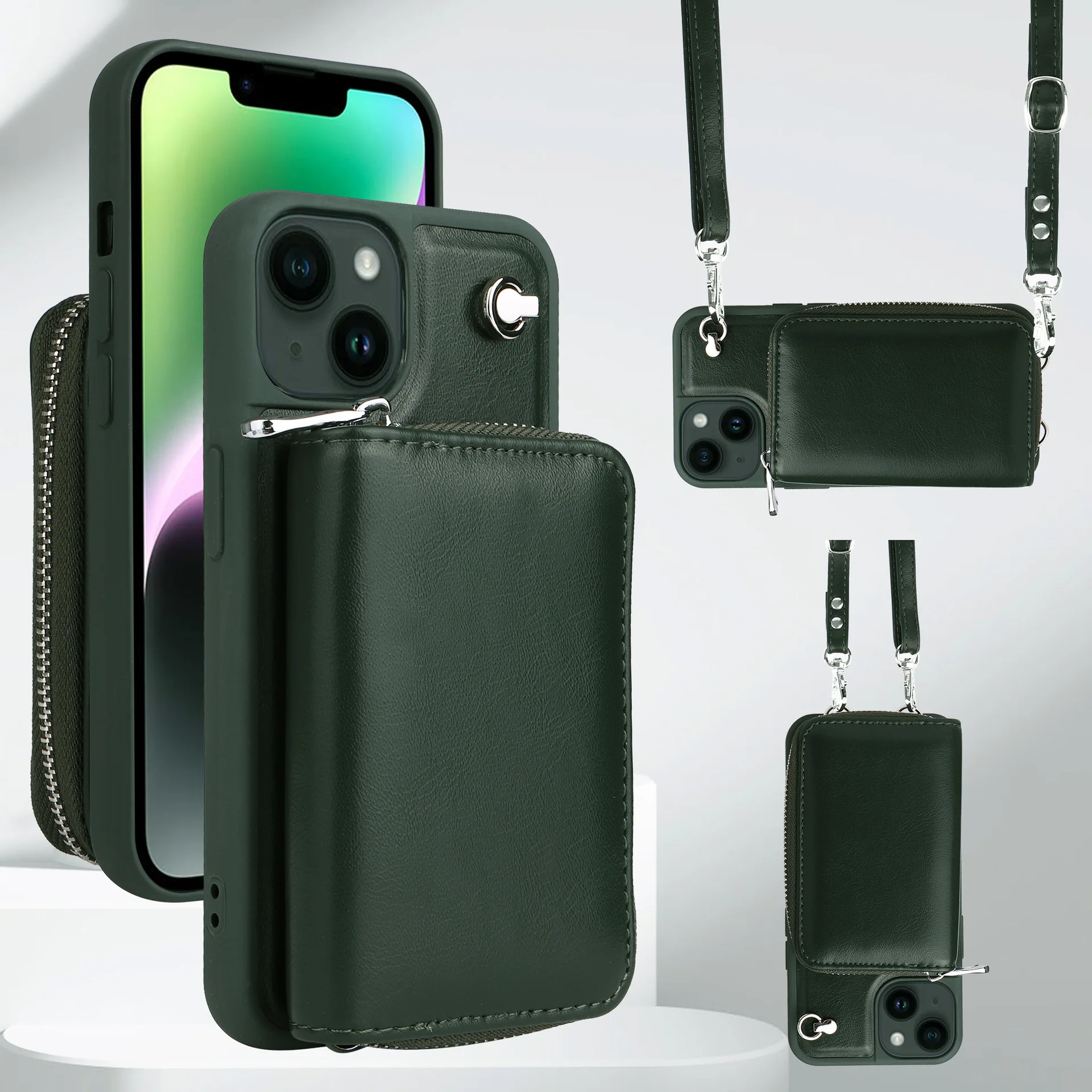 Leather Crossbody Lanyard Phone Case for IPhone 15 14 13 12 11 Pro XS Max 8 7 Plus Wallet with Card Holder Back Stand Cover