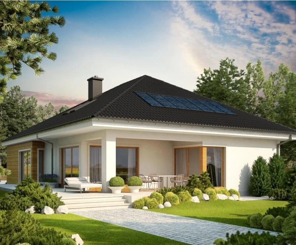 Modern stylish bungalow with luxury garage for 2 car pre fabricated 274 sqm house of 3 bedroom good for 4 person family living