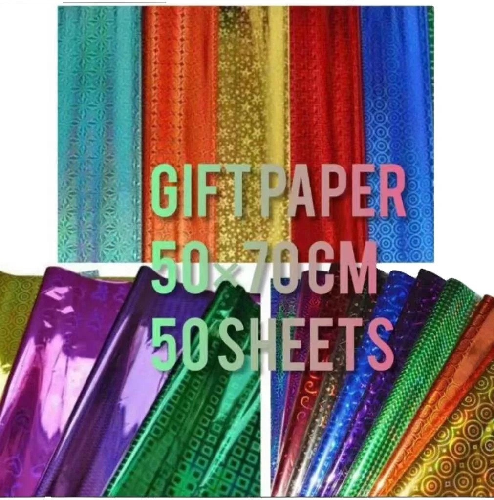 50 70 Gift wrapping paper design popular packing sheet holo gift film packing paper gift paper cheap