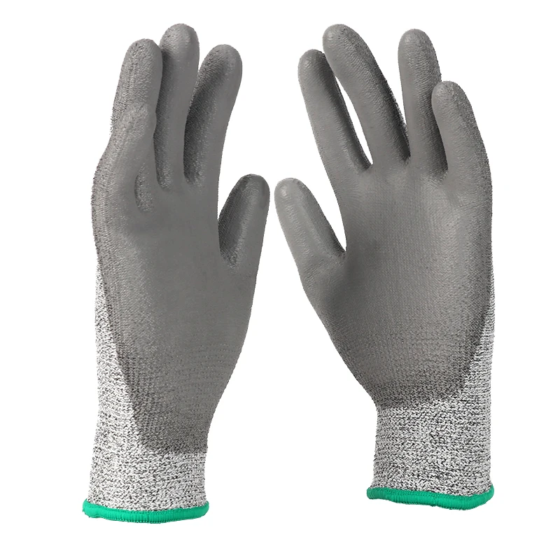 Cut Resistant High Performance Glove Ansi Level-5 Protection HPPE anti-cut PU Coated Safety Gloves