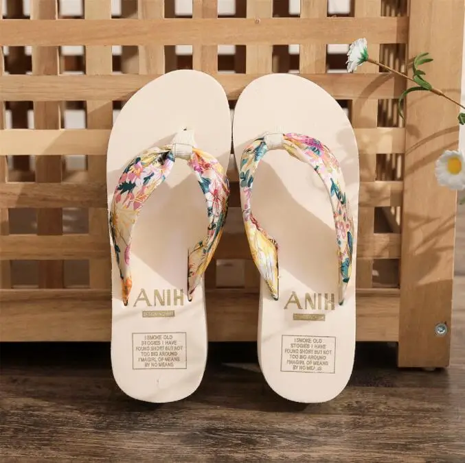 Beach Slope Heel Slipper Silk Strap Sandals Cheap Eva Outdoor Wedge Flip Flops for Women