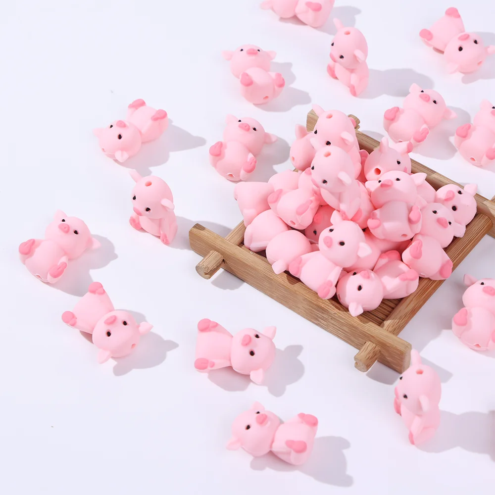Лидер продаж новинка в форме свиньи Bpa Бесплатная еда силиконовые 3d фокальные бусины для изготовления фокальных бусин «Diy» брелок ручек ожерелье ювелирные изделия