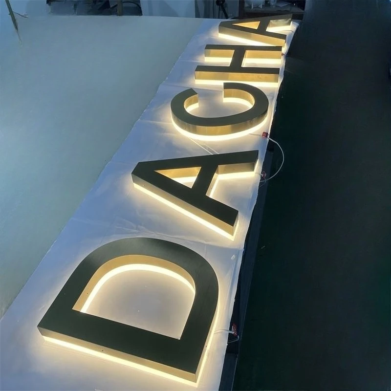 Customized Brushed Chromed Stainless Steel Small Acrylic Led Backlit Channel Letters for Shop