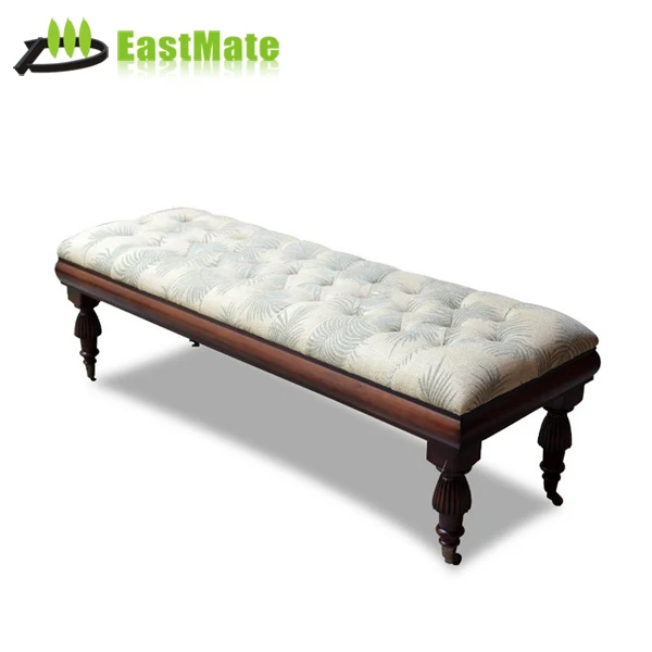 Factory direct Wooden Frame bench with bolster pillows bed end stools