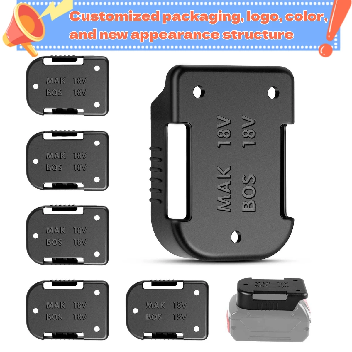 Urun Battery Holder Wall Mount for 14.4V and 18V Makit Bosch Mounts Storage Organiser Workshops