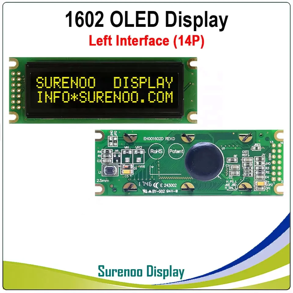 B2B-Real OLED Display, 122X44 1602 162 16X2 Larger Character LCD Module Display LCM Screen Panel WS0010 Parallel Serial SPI