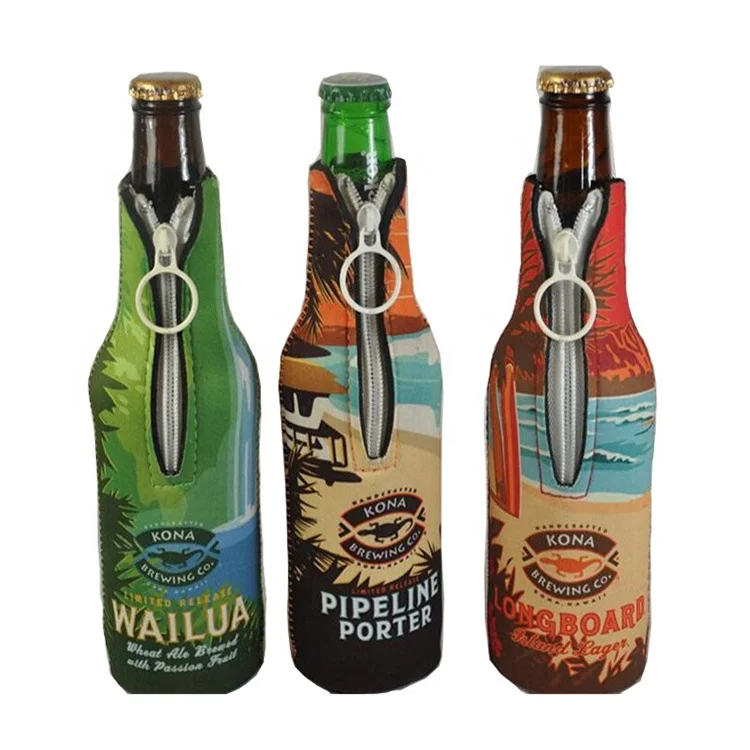 Custom Beer Beverage Bottle Sleeves Beer holders Neoprene Bottle Case Jacket with Zipper for Promotion