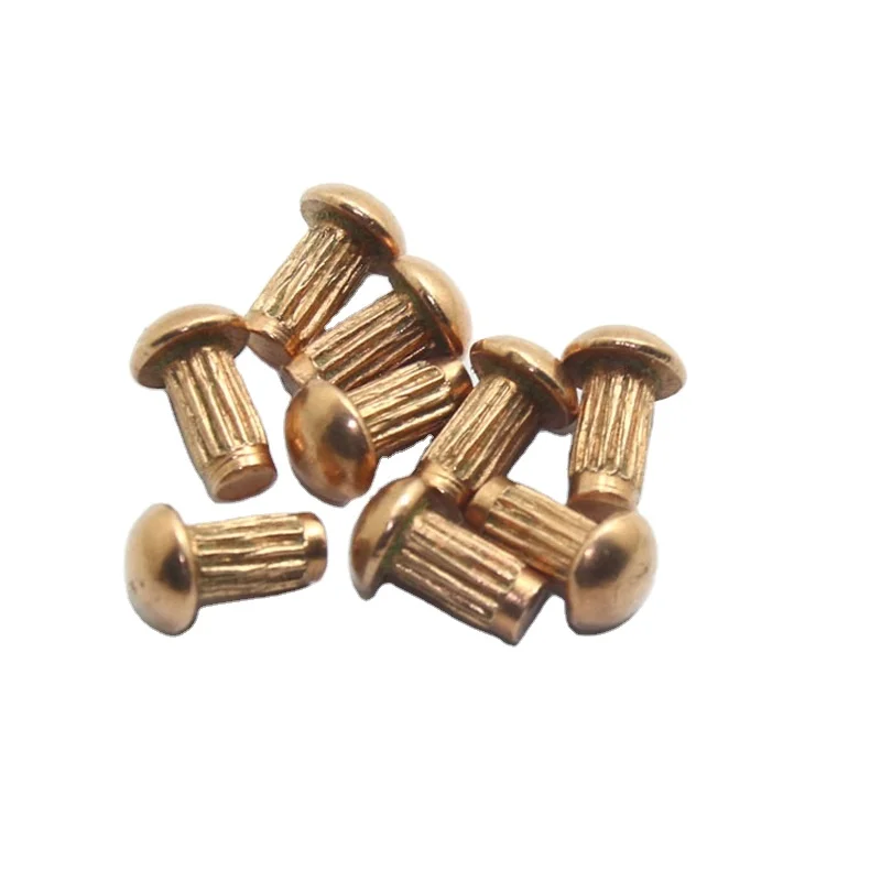 factory supply round head brass knurled solid rivet for nameplate