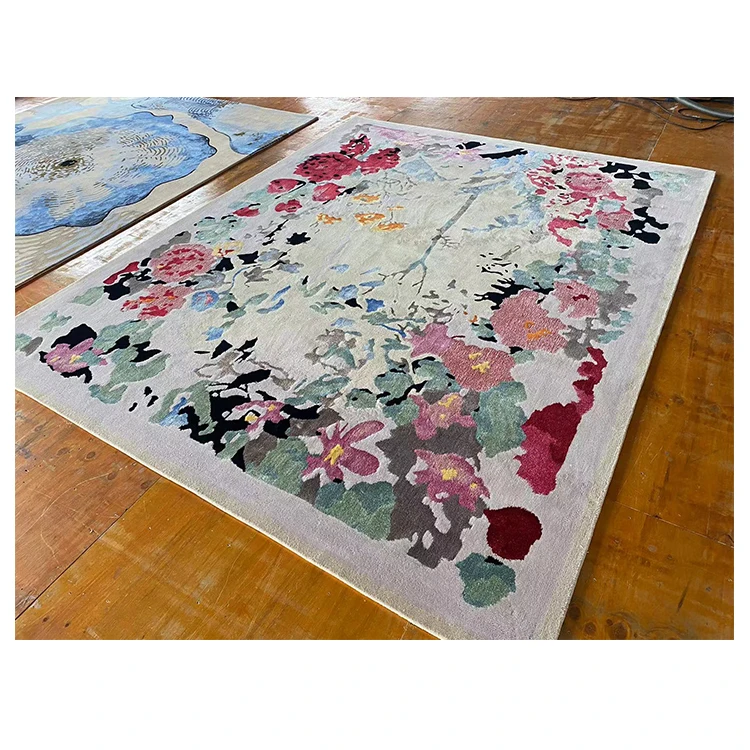 Custom Hand Tufted Wool Rugs and Carpet for Bedroom Luxury Villa Living Room Rose Color Carpet