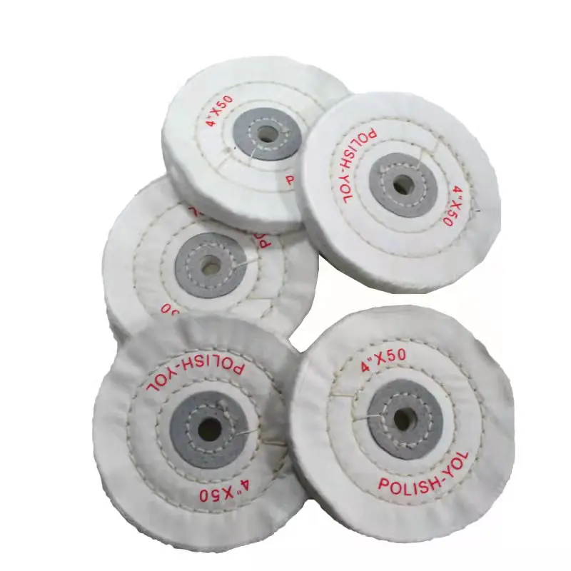 white buff cotton stitched swen polishing wheel abrasive buff finished leather.