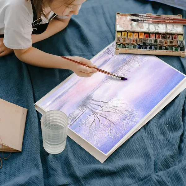 Premium Quality Round Short Handle Art Brush Professional Real Squirrel Hair Materials Watercolor Painting Brushes Set