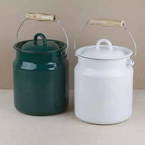 Wholesale Barrel Tea Cans Enamel Bucket Carbon Steel Milk Can 40 Liters Bucket with Spigot