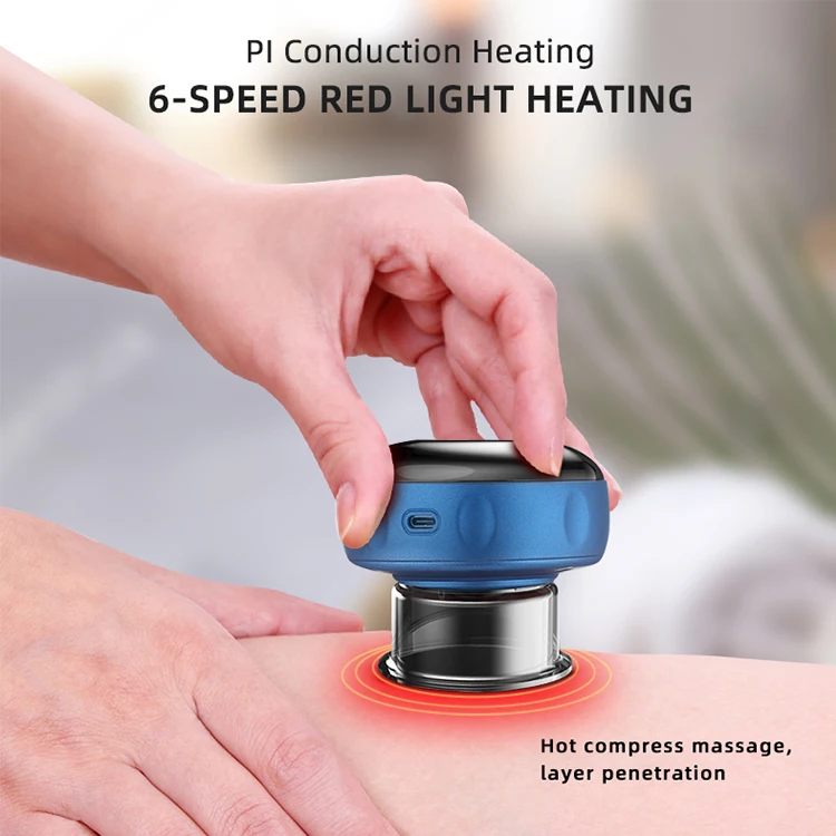 Electric Gua Sha Massager 6 speed Smart Vacuum Cupping Cup Red Light Heating Cupping Massager