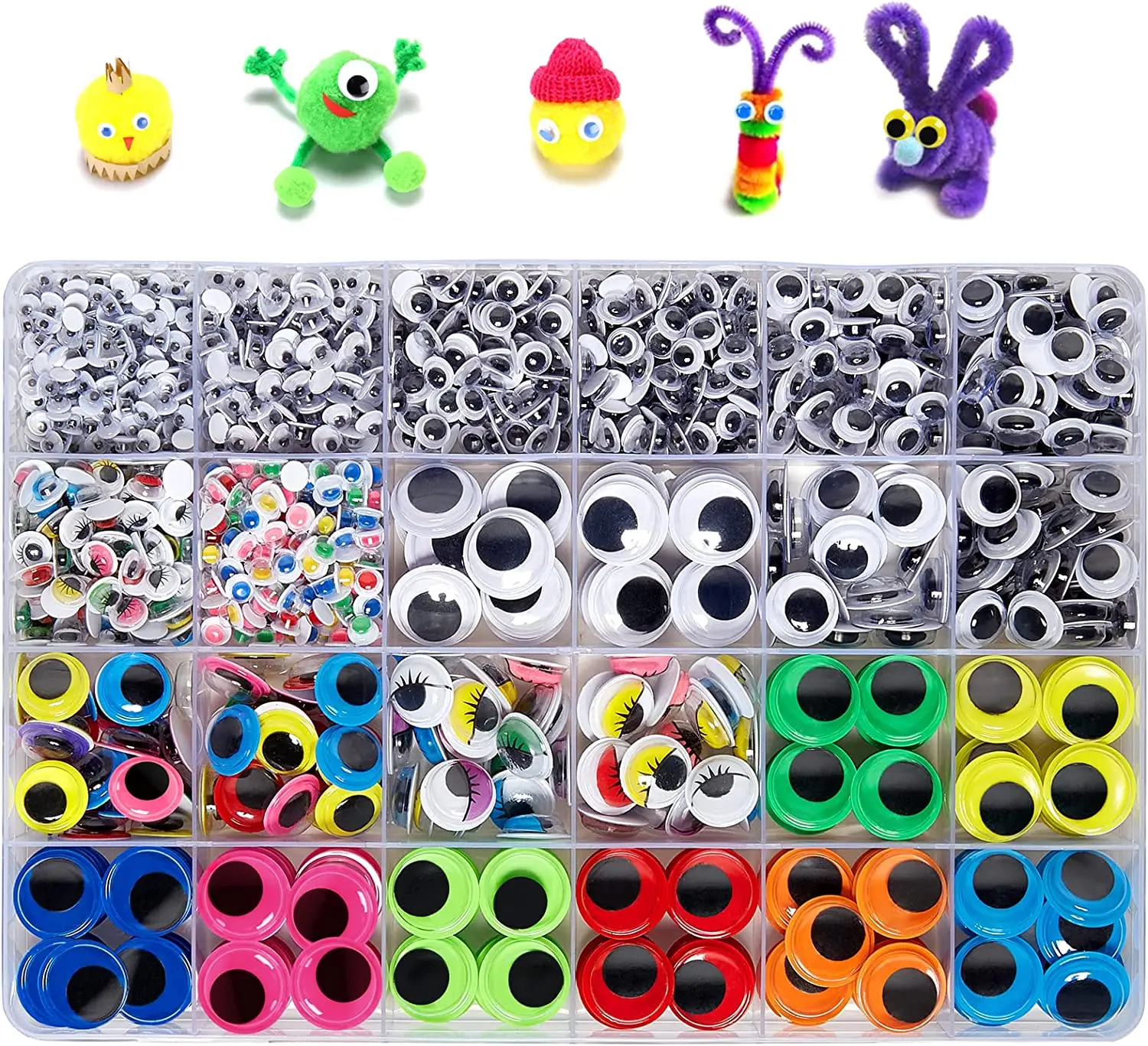 Factory Googly Eyes Self Adhesive for Crafts, Craft Sticker Wiggle Eyes with Multi Colored and Sizes for DIY