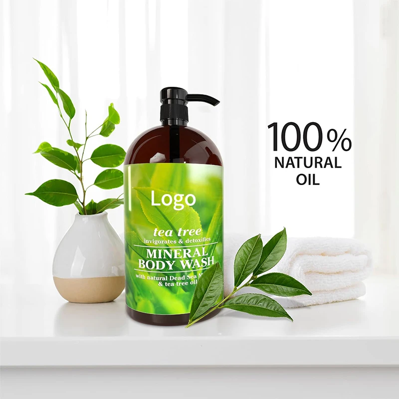 Custom Best Brand Tea Tree Shower Gel Antibacterial Anti Inflammatory Exfoliating Shower Gels