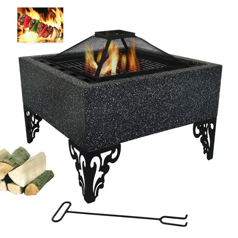 Factory Wholesale Marble Square Garden Fire Pit Outdoor heating stove barbecue