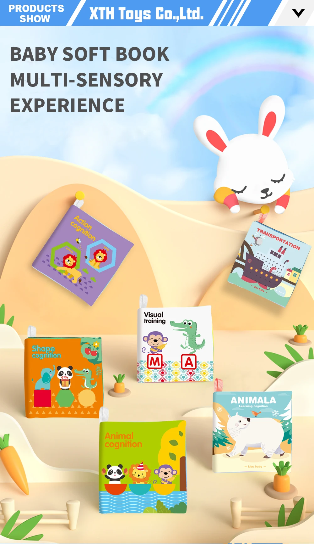 Enlighten Soft Baby Cloth Books Jungle Animal and Colors Recognition Style Baby Fabric Book Learning Educational Cute Cloth Book